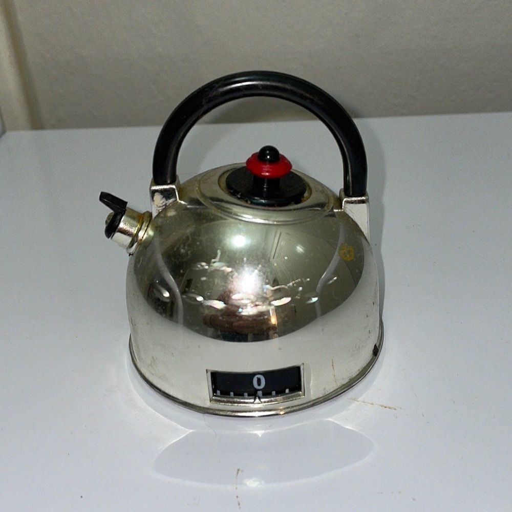 Super cute silver small tea‎ pot kitchen timer